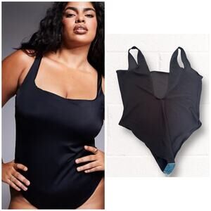 NEW ASOS Design square neck black plus size one size swimsuit, XXL